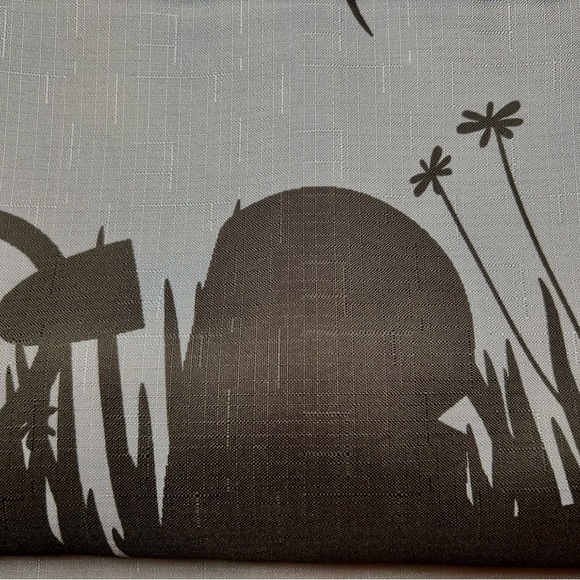 Halloween Harvest Moon Fabric Shower Curtain Metal Hooks Graveyard Ravens Bats - Picture 4 of 8